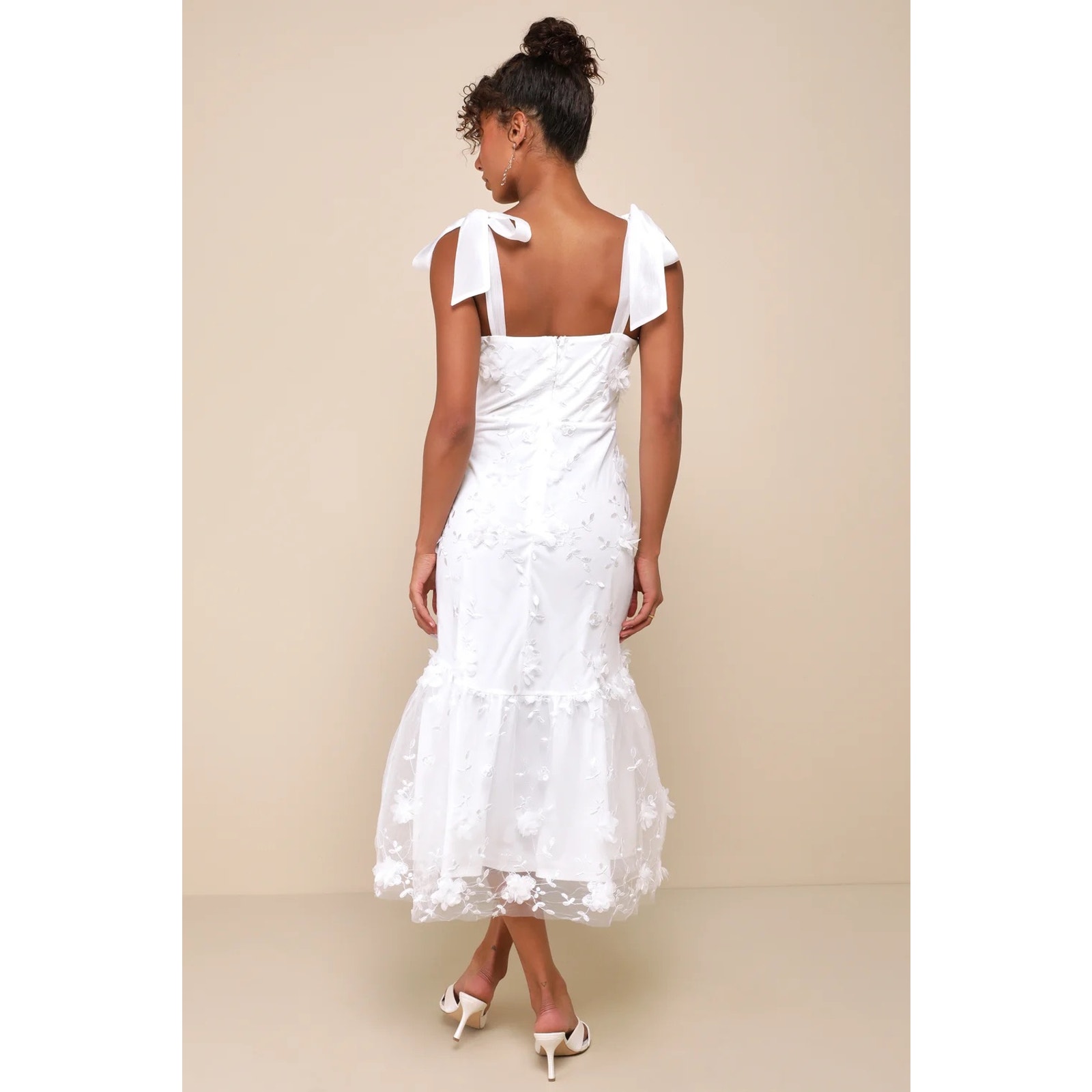 Lulus Divinely Adored White Embroidered Floral Midi Dress Xs Nwot — image 3 of 7